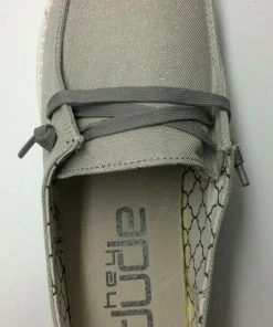 Hey Dude Wendy Canvas Hey Dude Shoes Hey Dude Wendy Sparkling Pearl Grey Women's Lightweight Slip On Casual Shoes