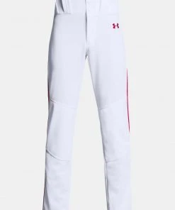 Under Armour Boys White W/ Red Piped UA Utility Relaxed Fit Baseball Youth Pants 5 Under Armour Boys White W/ Red Piped UA Utility Relaxed Fit Baseball Youth Pants