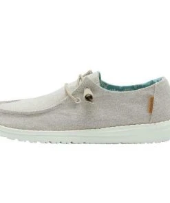 Hey Dude Shoes Hey Dude Wendy Chambray Beige Women's Lightweight Shoes Slip On Casual Comfort