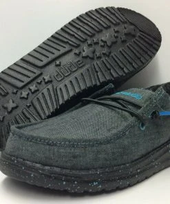 Hey Dude Wally Youth Chambray Wave Ride Lightweight Slip On Casual Comfort Shoes Hey Dude Shoes