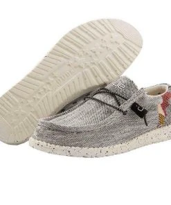 Hey Dude Shoes Hey Dude Wally Funk Etno Grey Men's Shoes Casual Comfortable Lightweight Slip On