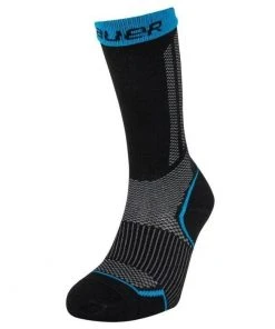 Bauer Performance Tall Hockey Skate Socks - Black Crew Length Skating Socks