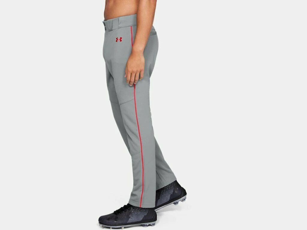 Under Armour Men's Grey W/ Red Piped UA Utility Relaxed Fit Adult Baseball Pants 3 Under Armour Men's Grey W/ Red Piped UA Utility Relaxed Fit Adult Baseball Pants