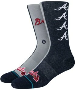 2022 Atlanta Braves A Stance MLB Split Crew Baseball Socks Large Men's 9-13