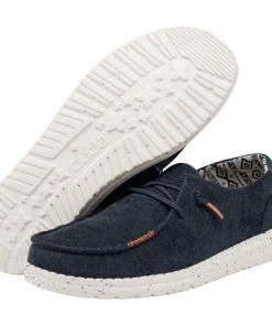 Hey Dude Wendy Corduroy Navy Women's Lightweight Shoes Slip On Casual Comfort Hey Dude Shoes