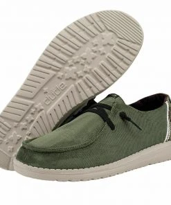 Hey Dude Wendy Corduroy Winter Moss Women's Lightweight Shoes Slip On Casual Hey Dude Shoes