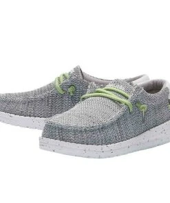 Hey Dude Wally Youth Sox Stone White Shoes Comfort Lightweight Slip On Casual Hey Dude Shoes