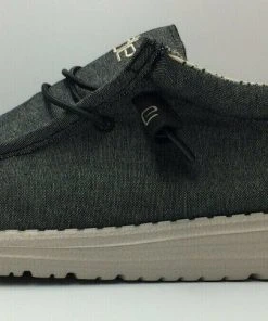 Hey Dude Shoes Hey Dude Wally Chambray Black Comfortable Lightweight Slip On Casual Men's Shoes