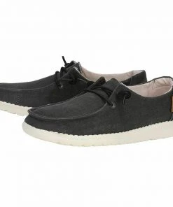 Hey Dude Shoes Hey Dude Wendy Chambray Off Black Lightweight Slip On Casual Women's Shoes Comfy