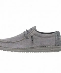 Hey Dude Wally Suede Ash Men's Shoes Comfortable Lightweight Slip On Casual Shoe