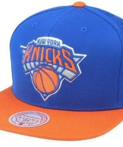 New York Knicks Mitchell & Ness NBA Snapback Hat 2Tone Flat Brim Adjustable Cap