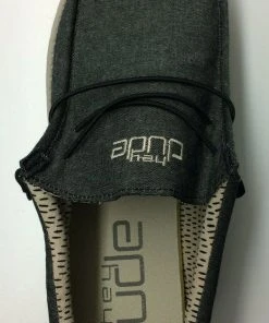 Hey Dude Shoes Hey Dude Wally Chambray Black Comfortable Lightweight Slip On Casual Men's Shoes