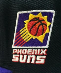 Phoenix Suns Mitchell & Ness NBA Snapback Hat Script Logo Cap Black Hardwood