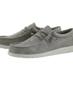 Hey Dude Wally Recycled Leather Grey Men's Shoes Comfortable Lightweight Casual Hey Dude Shoes
