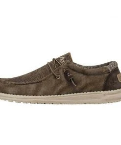 Hey Dude Wally Corduroy Walnut Men's Shoes Comfortable Lightweight Slip On Shoe Hey Dude Shoes