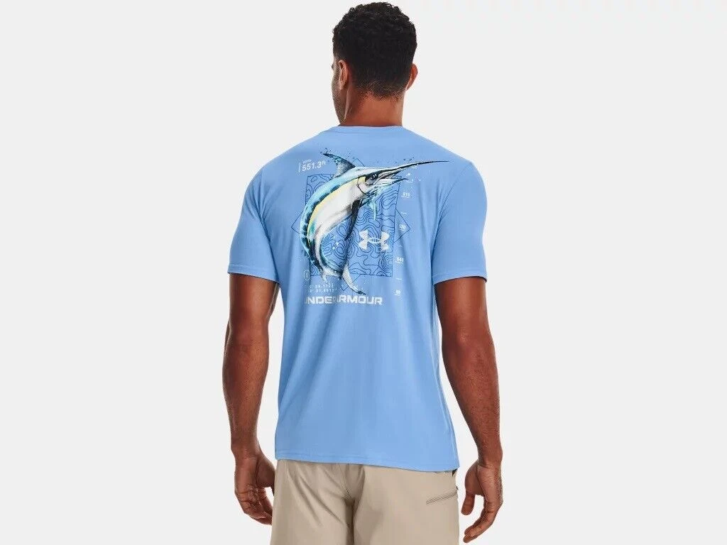 Under Armour Men's UA Fish Marlin Waterblur Short Sleeve Graphic T-Shirt SS Tee 2 Under Armour Men's UA Fish Marlin Waterblur Short Sleeve Graphic T-Shirt SS Tee