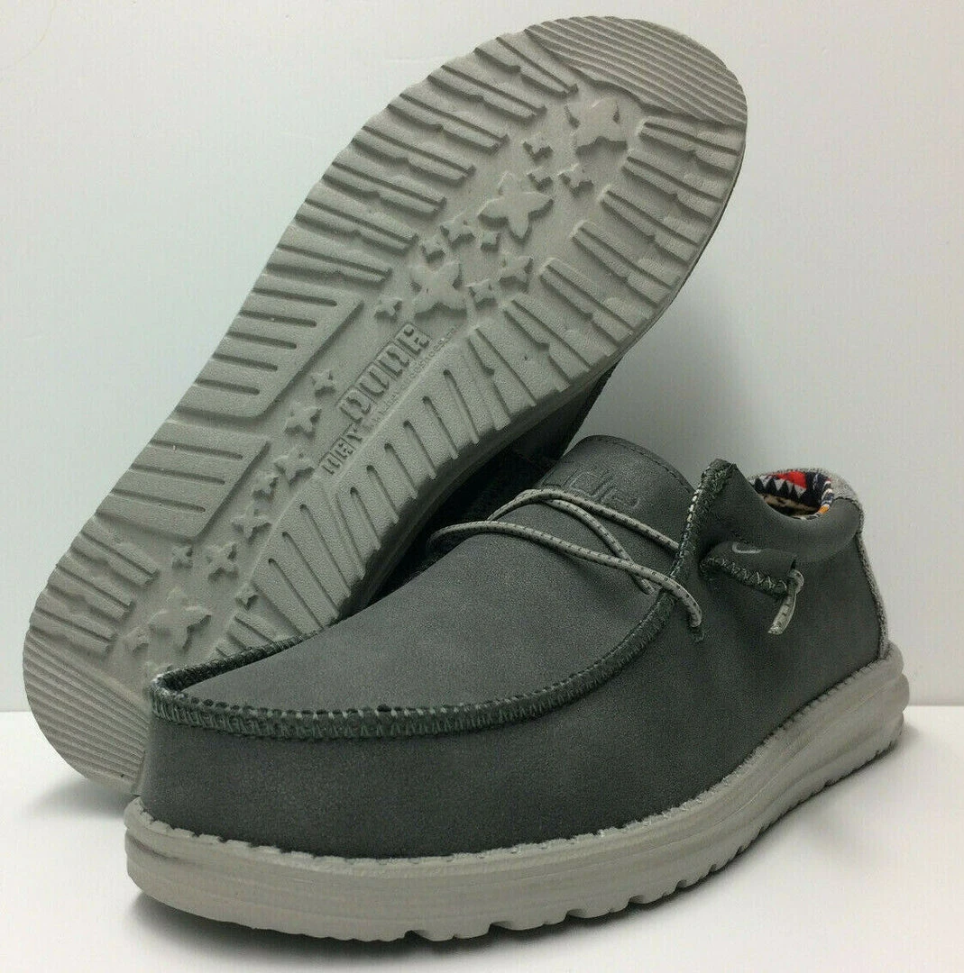 Hey Dude Wally Recycled Leather Quarry Casual Lightweight Slip On Men's Shoes Hey Dude Shoes 1 Hey Dude Wally Recycled Leather Quarry Casual Lightweight Slip On Men's Shoes Hey Dude Shoes