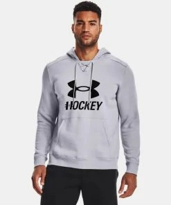 Under Armour Men's UA Hockey Icon Logo Hooded Sweatshirt Lace Up Hoodie