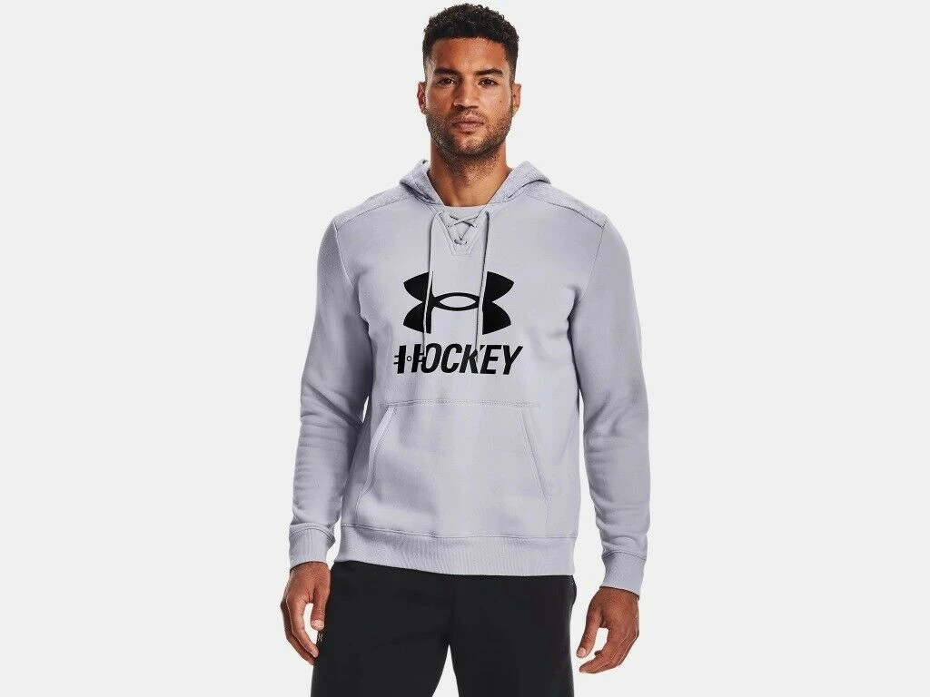 Under Armour Men's UA Hockey Icon Logo Hooded Sweatshirt Lace Up Hoodie 1 Under Armour Men's UA Hockey Icon Logo Hooded Sweatshirt Lace Up Hoodie