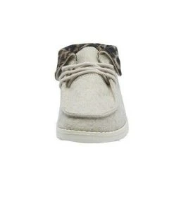 Hey Dude Wendy Britt Cream Cheetah Women's Lightweight Casual Slip On Shoes Hey Dude Shoes