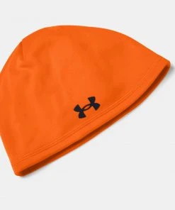 Under Armour Men's UA Fleece Storm Beanie Stocking Cap Blaze Orange Hunting Hat
