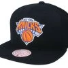 New York Knicks Mitchell & Ness NBA Snapback Hat Black Flat Brim Adjustable Cap