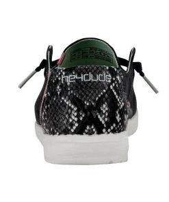 Hey Dude Wendy Snake Linen Black Lightweight Comfy Slip On Casual Women's Shoes Hey Dude Shoes