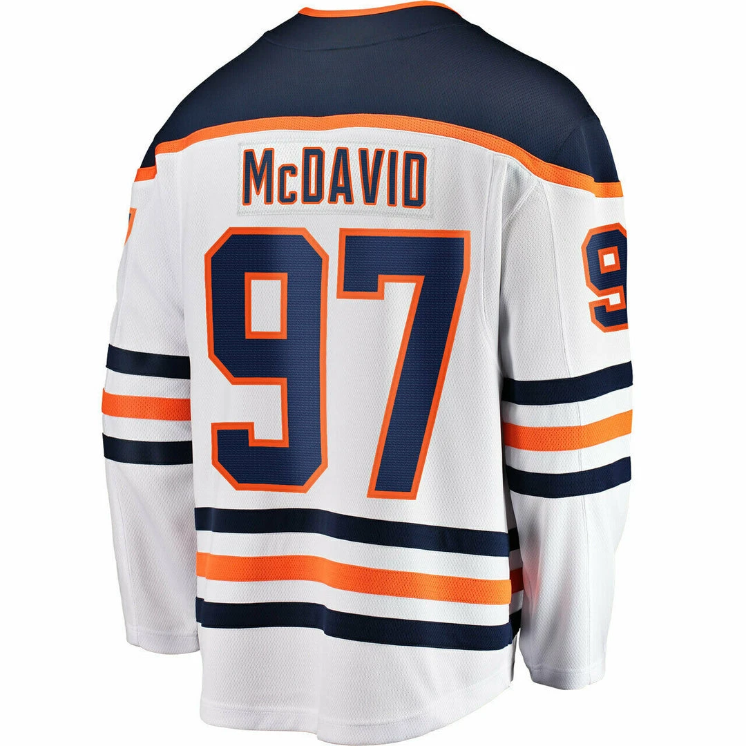 Fanatics Connor McDavid Edmonton Oilers Fantics NHL Hockey Jersey Men's White Away 2 Fanatics Connor McDavid Edmonton Oilers Fantics NHL Hockey Jersey Men's White Away