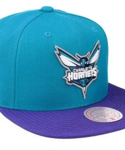 2022 Charlotte Hornets Mitchell & Ness NBA Snapback Hat Cap 2Tone Flat Brim