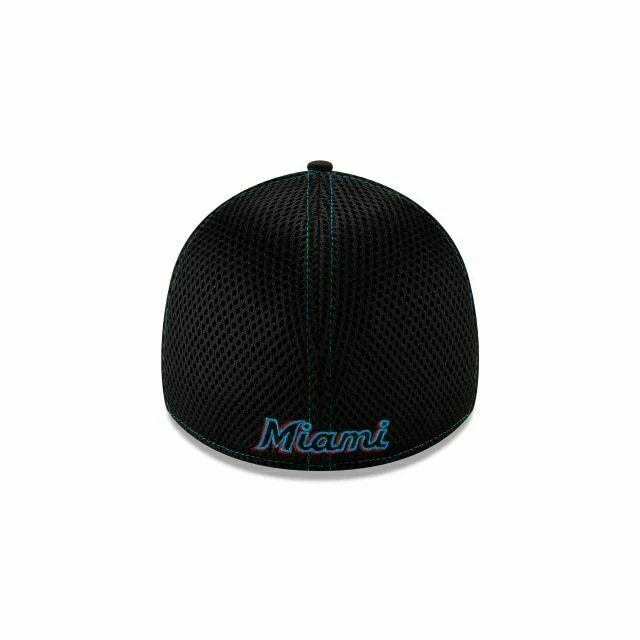 2022 Miami Marlins M New Era MLB Neo 39THIRTY Stretch Fit Flex Mesh Back Cap Hat 6 2022 Miami Marlins M New Era MLB Neo 39THIRTY Stretch Fit Flex Mesh Back Cap Hat