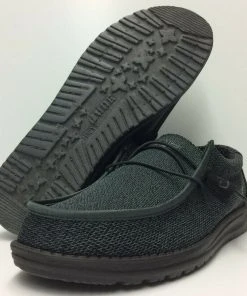 Hey Dude Wally Sox Micro Total Black Lightweight Slip On Casual Men's Shoes