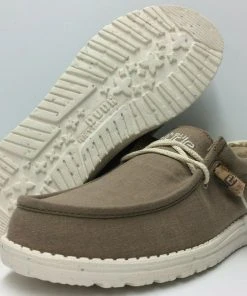 Hey Dude Wally Linen Natural Clay Men's Casual Lightweight Slip On Comfort Shoes Hey Dude Shoes