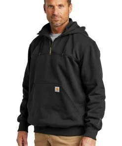 Carhartt Mens Rain Defender Paxton Heavyweight Zip Mock Hooded Sweatshirt Hoodie