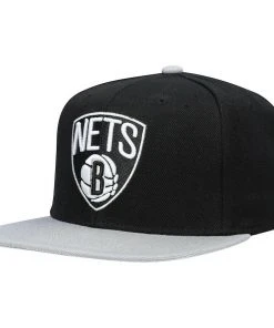 Brooklyn Nets Mitchell & Ness NBA Snapback Hat Nets Logo Cap 2 Tone Flat Brim