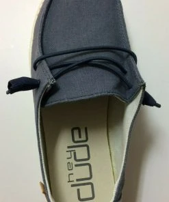 Hey Dude Wendy Chambray Navy White Women's Lightweight Shoes Slip On Casual Hey Dude Shoes