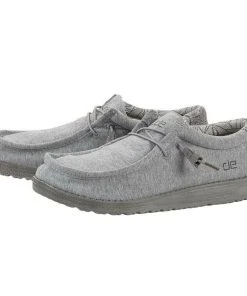 Hey Dude Wally Stretch Fleece Grey Men's Shoes Lightweight Slip On Casual Shoes Hey Dude Shoes