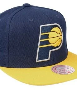 Indiana Pacers Mitchell & Ness NBA Adjustable Snapback Hat 2Tone Flat Brim Cap