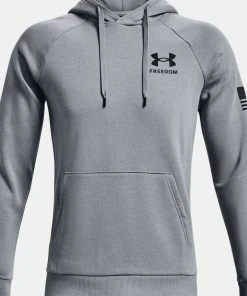 Under Armour Men's UA New Freedom Flag Logo Rival Hoodie Hooded Sweatshirt