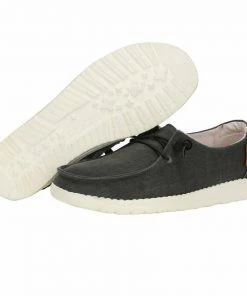 Hey Dude Shoes Hey Dude Wendy Chambray Off Black Lightweight Slip On Casual Women's Shoes Comfy