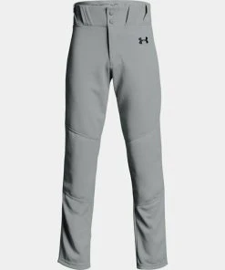 Under Armour Boy's Grey UA Utility Open Bottom Relaxed Fit Youth Baseball Pants