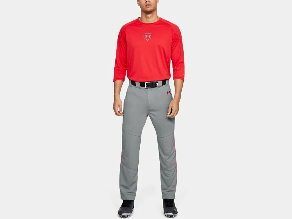 Under Armour Men's Grey W/ Red Piped UA Utility Relaxed Fit Adult Baseball Pants 6 Under Armour Men's Grey W/ Red Piped UA Utility Relaxed Fit Adult Baseball Pants