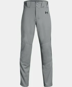 Under Armour Boys Gray W/ Black Piped UA Utility Relaxed Baseball Youth Pants