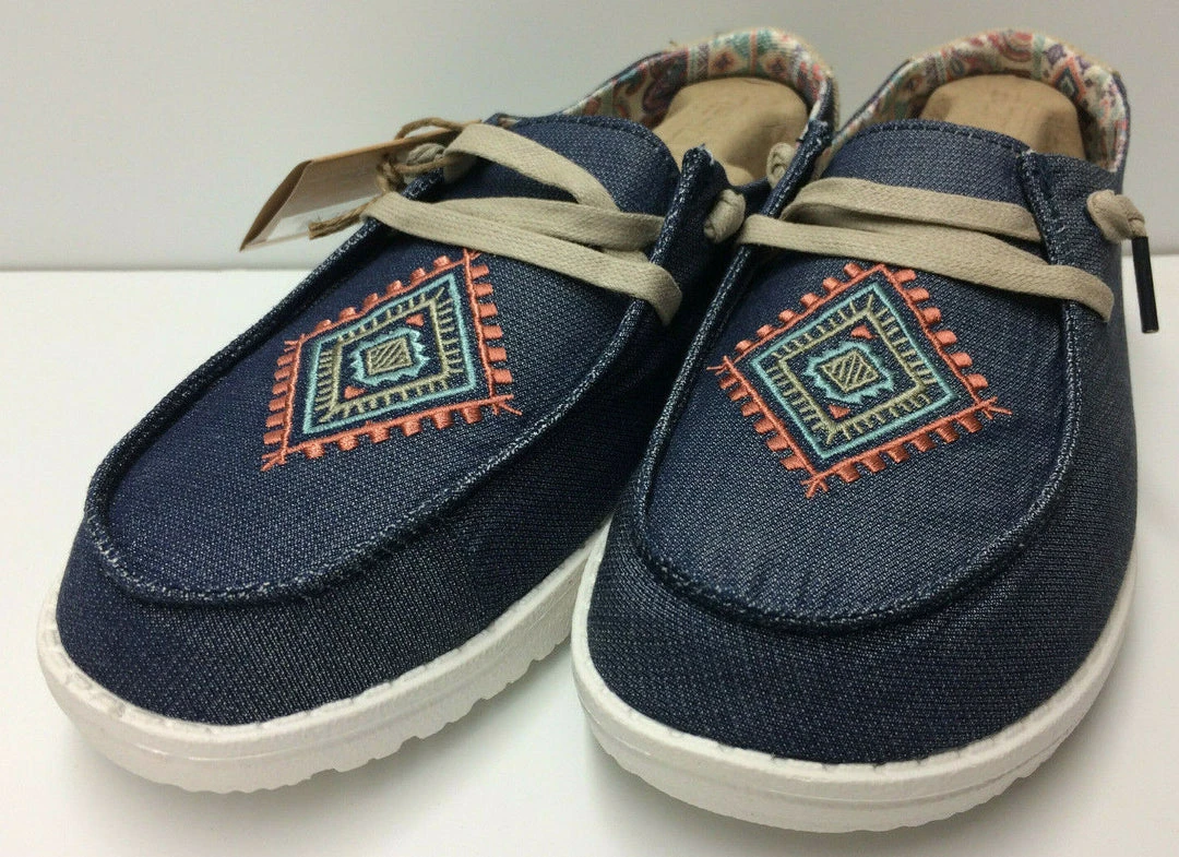 Hey Dude Shoes Hey Dude Wendy Boho Ocean Blue Women's Lightweight Casual Slip On Shoes Comfort 2 Hey Dude Shoes Hey Dude Wendy Boho Ocean Blue Women's Lightweight Casual Slip On Shoes Comfort