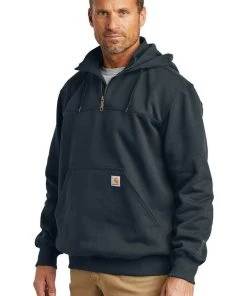 Carhartt Mens Rain Defender Paxton Heavyweight Zip Mock Hooded Sweatshirt Hoodie
