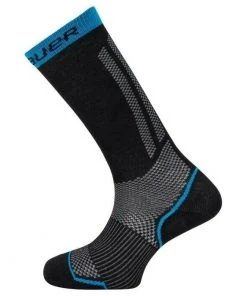 Bauer Performance Tall Hockey Skate Socks - Black Crew Length Skating Socks