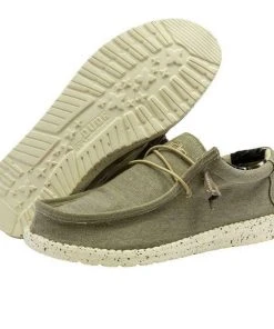 Hey Dude Wally Stretch Beige Men's Shoes Comfortable Lightweight Slip On Casual Hey Dude Shoes