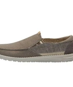 Hey Dude Shoes Hey Dude Thad Chambray Walnut Men's Shoes Comfortable Lightweight Casual Slip On