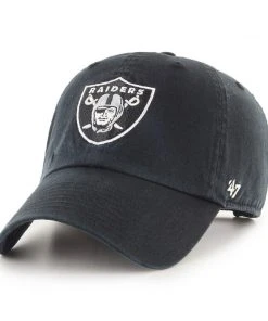 ’47 Las Vegas Raiders '47 Brand NFL Clean Up Adjustable Strapback Hat Dad Cap Black
