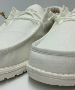 Hey Dude Wally Linen Natural White Casual Lightweight Slip On Men's Shoes Hey Dude Shoes