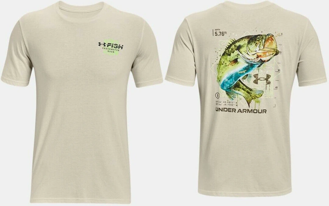 Under Armour Mens UA Fish Bass Waterblur Graphic Short Sleeve Graphic T-Shirt 1 Under Armour Mens UA Fish Bass Waterblur Graphic Short Sleeve Graphic T-Shirt